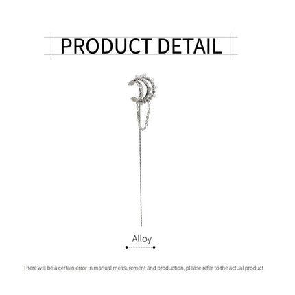 Silver Tassel Earrings Without Piercing Ear Bone Clips for Women Fashion Jewelry