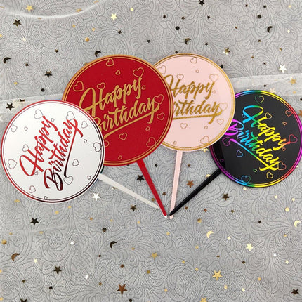 Happy Birthday Anniversary Wedding CakeCardboard Topper Acrylic Party Decoration - Aimall