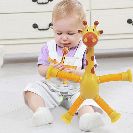 Telescopic Suction Cup Giraffe Tube Toy Stress Relief Light Up Educational Toys - Aimall