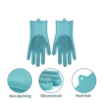 Magic Gloves Dish Washing Silicone Rubber Scrubber Cleaning Glove Waterproof - Aimall