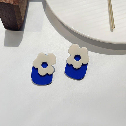 Klein Blue Flower Earrings for Women Fashion Jewelry Elegant Gift for Her
