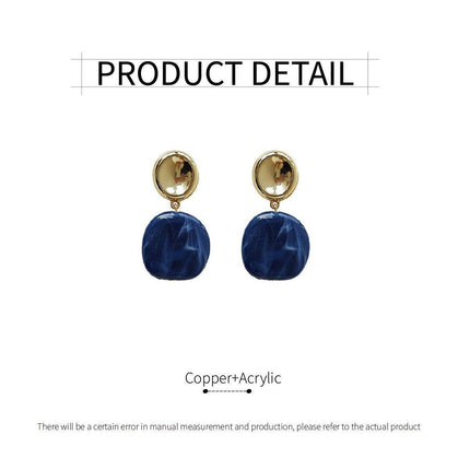 Irregular Blue Earrings For Women Retro Style Elegant Literary Fashion Jewelry