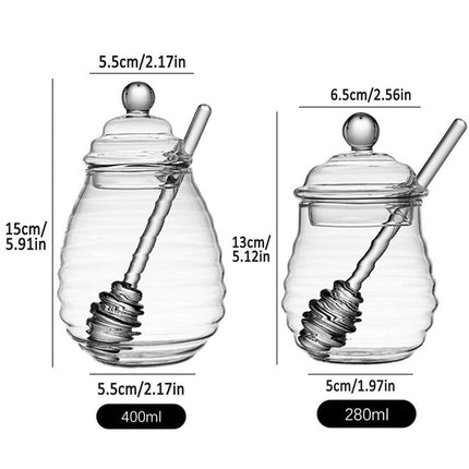 Clear Glass Honey Jar with Lid Kitchen Storage Container for Honey or Jam