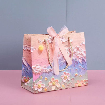 10pcs Oil Painting Gift Paper Bags for Birthday and Holiday Gift Packaging Tote