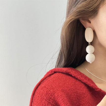 Geometric Wooden Tassel Earrings Vintage Simple Round Earrings Fashion Jewelry