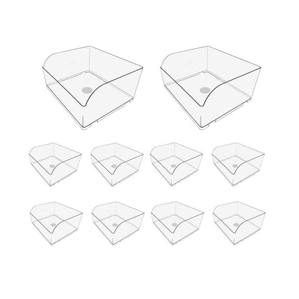 10PCS Clear Plastic Storage Box Set Food Supermarket Display Organizer Container
