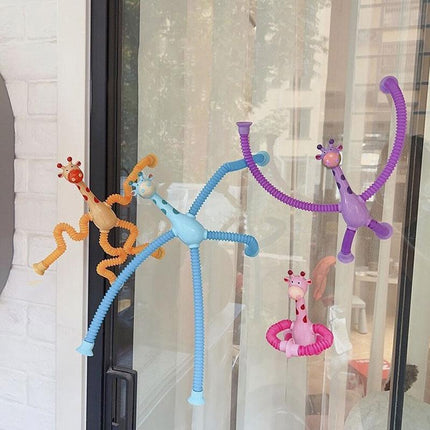 Telescopic Suction Cup Giraffe Tube Toy Stress Relief Light Up Educational Toys - Aimall
