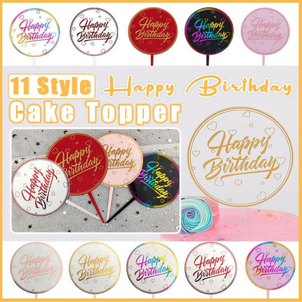 Happy Birthday Anniversary Wedding CakeCardboard Topper Acrylic Party Decoration - Aimall