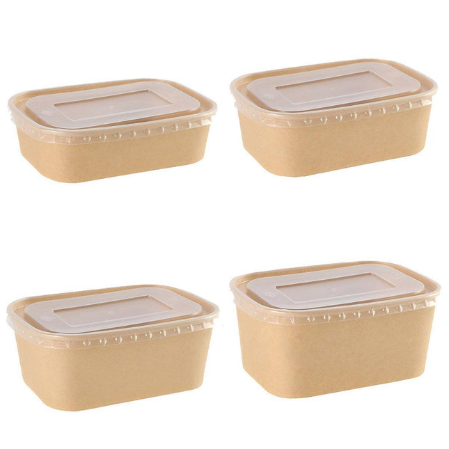 50pcs Eco Friendly Kraft Paper Food Containers Lunch Boxes for Picnic Takeout