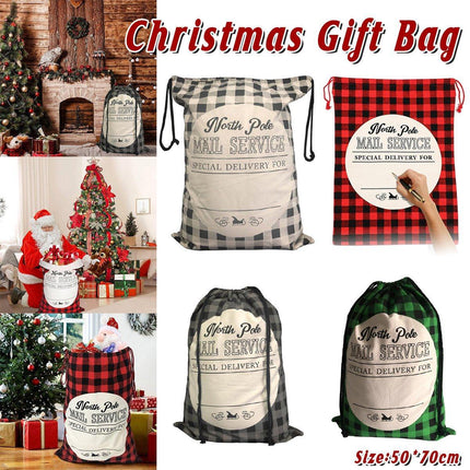 Plaid Christmas Gift Bags Reusable Holiday Apple Pouch Santa Bundle Sacks