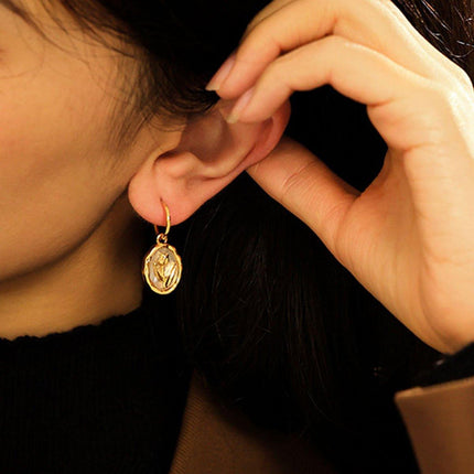 Flower Round Plate Earrings Gentle Temperament Elegant Fashion Jewelry Women