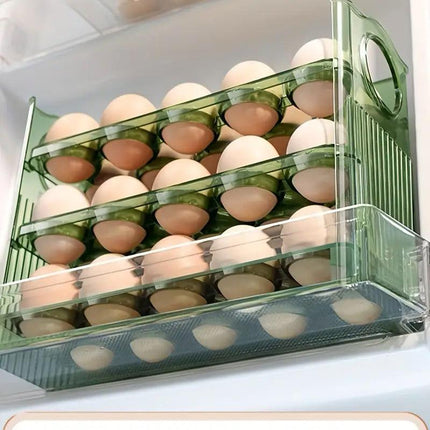 Three-Layer Plastic Egg Carton Storage Box for Organising Fridge and Kitchen
