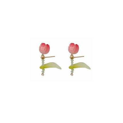 Delicate Small Tulip Earrings Women Gold Plated Stud Fashion Jewellery Gift