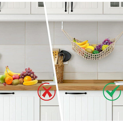 Under Desk Hanging Fruit Basket Kitchen Storage Net Home Organizer for Fruits