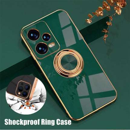 Dark Green Luxury Shockproof Silicone Ring Case Stand Cover for iPhone 14 13 12 Pro Max - Aimall