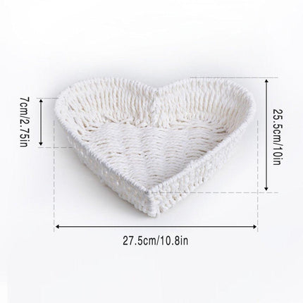 Woven Storage Basket Heart Shaped Bread Basket for Serving and Organizing Items