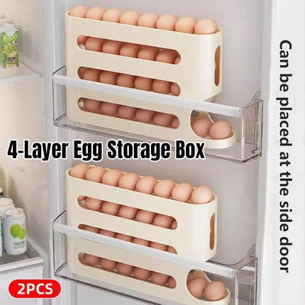 2pcs 4 Tier Slide Egg Organizer Storage Box Ladder Design for Egg Carton Holder