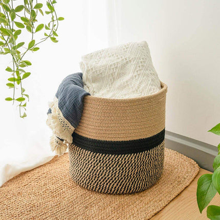 Woven Round Laundry Basket Dirty Clothes Storage Basket for Home Organization