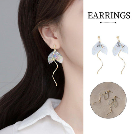Elegant Fishtail Shaped Earrings For Women Stylish Dangle Jewelry Accessory