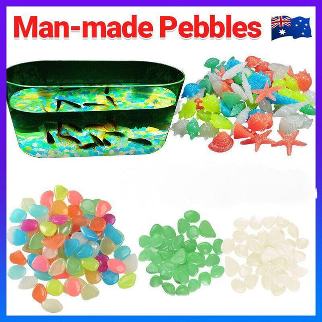 UP TO 500X Pebbles Stone Glow in the Dark Rock Fish Tank Stones Garden Road - Aimall