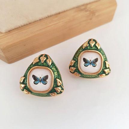 Chinese Green Butterfly Earrings Elegant Fashion Jewelry for Women Gift