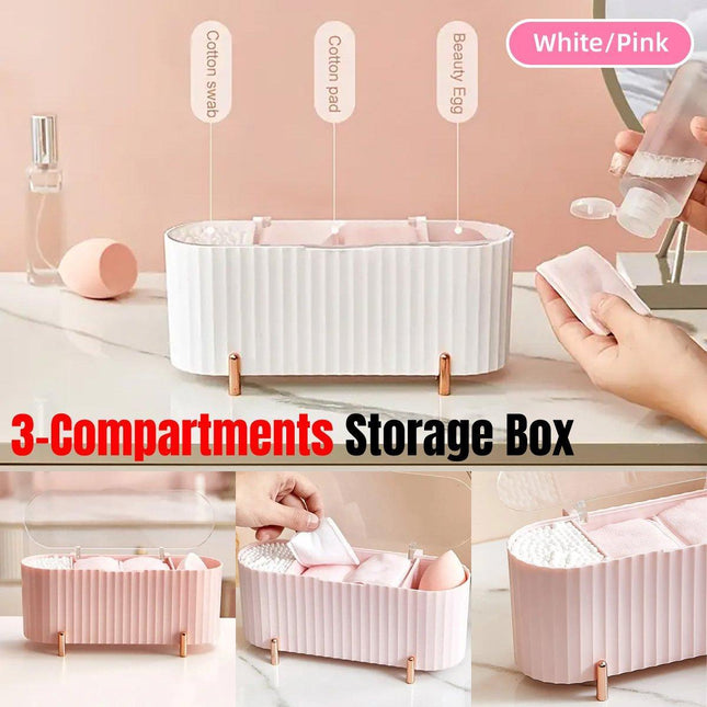 Dustproof Desktop Cosmetic Organizer with Lid Makeup Storage Box for Home Office
