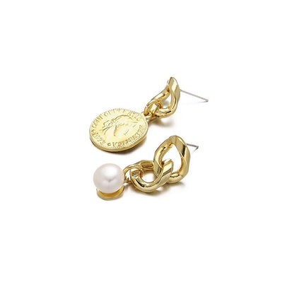 Vintage Textured Coin Earrings Asymmetric Design Fashion Jewelry for Women