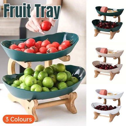 Modern Multi-layer Bamboo Fruit Snack Plate Rack Creative Living Room Plate Rack