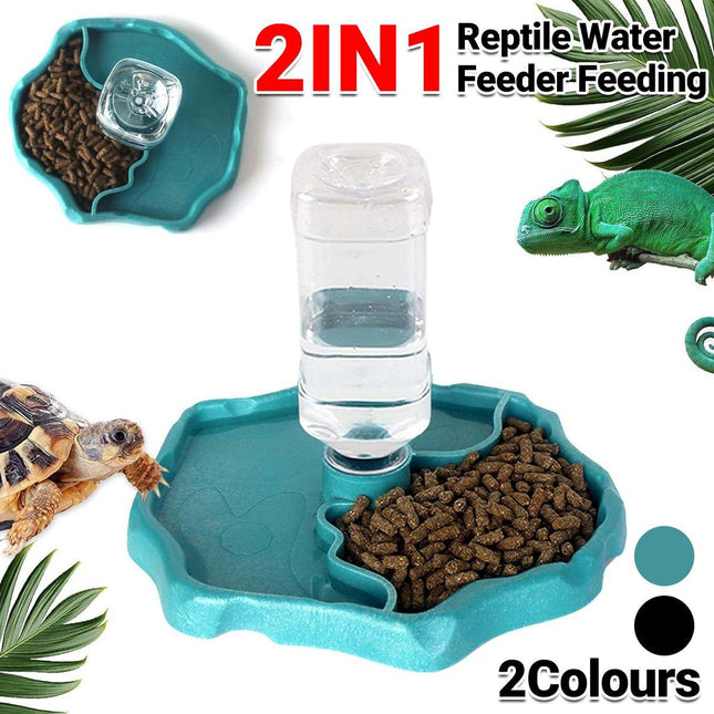 2in1 Reptile Pet Drinker Feeder Water and Food Bowl for Lizard Snake Tortoise