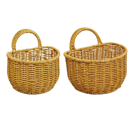 Imitation Rattan Woven Storage Basket Shelf Organizer Wash Rack for Home Decor