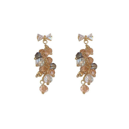 Fashion Flower Crystal Earrings Stud Women Drop Dangle Wedding Party Ear Jewelry - Aimall