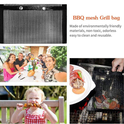 24*14CM BBQ Grilling Mesh Reusable Bag Outdoor Camping Barbecue Grill Mats Cooking Pads - Aimall