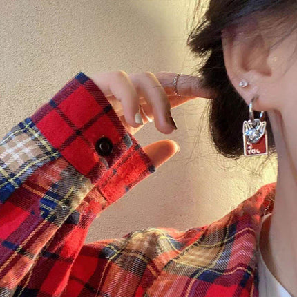 Trendy Asymmetric Square Earrings for Women Unique Fashion Ear Buckle Jewelry