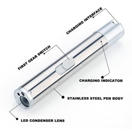 3 in 1 Multi Function Premium Cat Toy Laser Pointer USB Charging LED Torch Light - Aimall