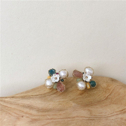 Handmade Petal Flower Earrings for Women Contrast Color Fashion Jewelry Trendy