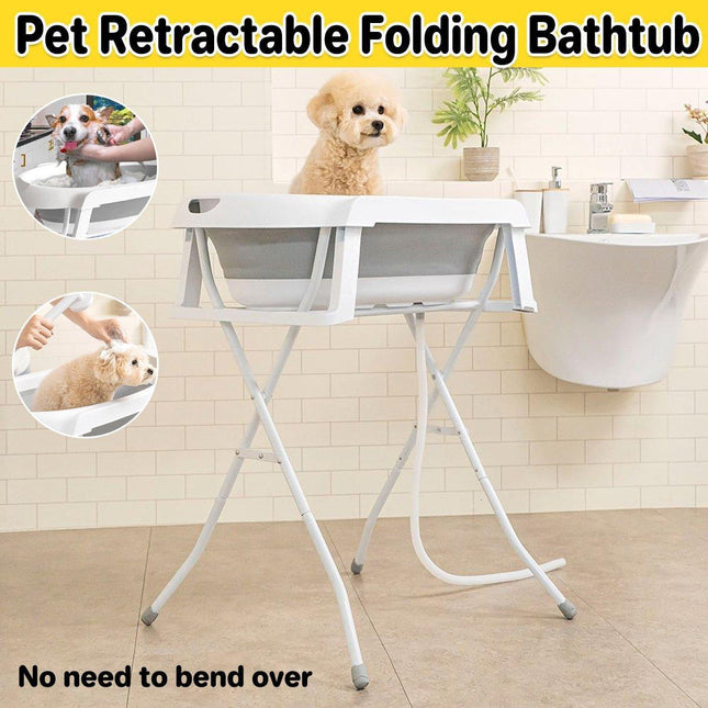 Pet Bath Tub Elevated Stand for Cats and Puppies Portable Bathing Tub for Pets