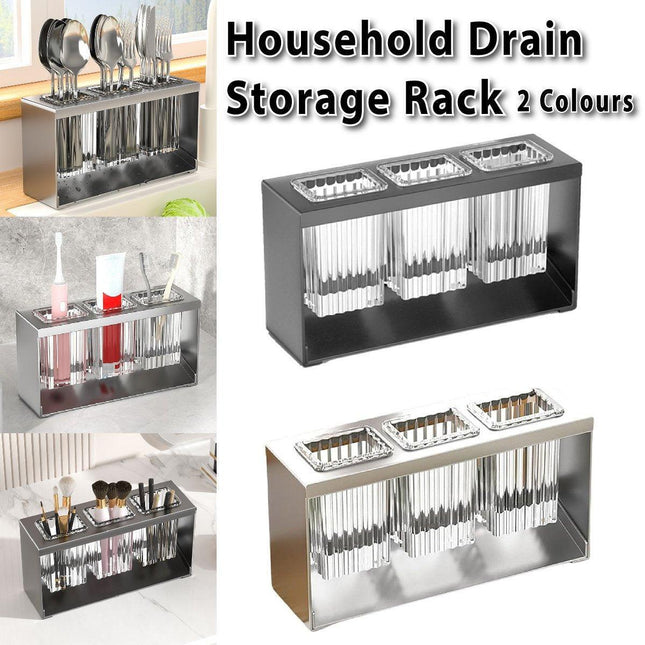 3Holes Multifunctional Kitchen Storage Rack Built-in Storage Box Chopstick Holder