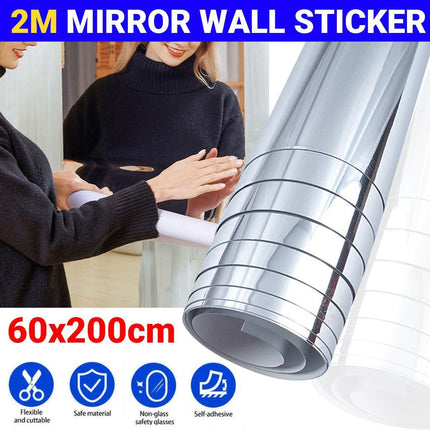 Mirror Wall Sticker Self-Adhesive Waterproof Reflective Decal for Bathroom Decor