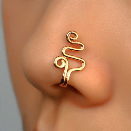 Ladies Fashion Clip-On Fake Nose Ring Cuff Non-Piercing African Style Nose Cuff - Aimall