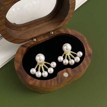 Premium Scalloped Pearl Stud Earrings Elegant Jewelry Women Fashion Accessories