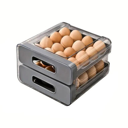 Double Layer Egg Storage Carton Drawer Organizer for Kitchen Fridge or Pantry