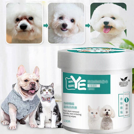 130pcs Wipes Wet Pet Eye/Ear Dog Cat Tear Stain Remover Cleaning Paper Wipes - Aimall