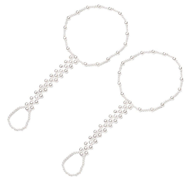 Womens Braided Anklet with Imitation Pearls Adjustable Fashion Anklet Jewelry