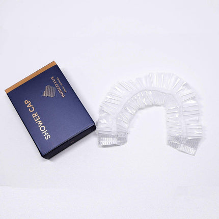 50pcs Transparent Shower Caps Individually Wrapped for Hotel Guesthouse Supplies