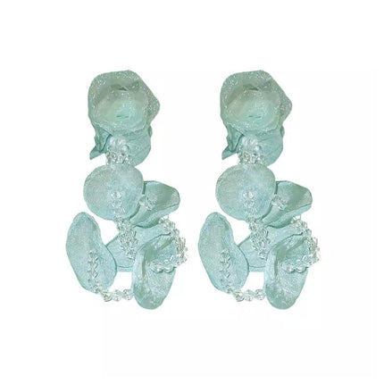 Fashion Flower Crystal Earrings Stud Women Drop Dangle Wedding Party Ear Jewelry - Aimall
