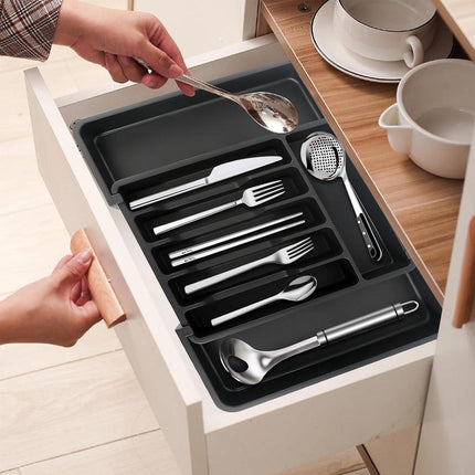 Expandable Cutlery Organizer Adjustable Silverware Drawer Storage Box Tray