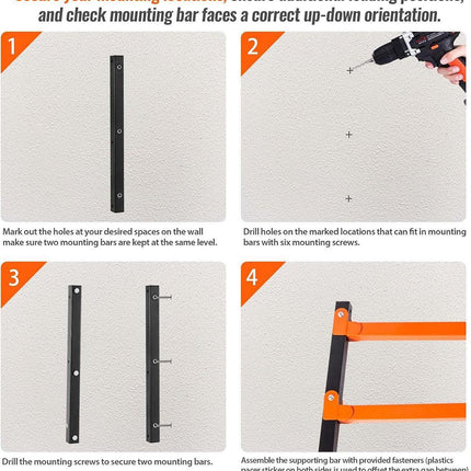 2PCS Wall Mounted Folding Storage Rack Carbon Steel Multi-Layer Organizer