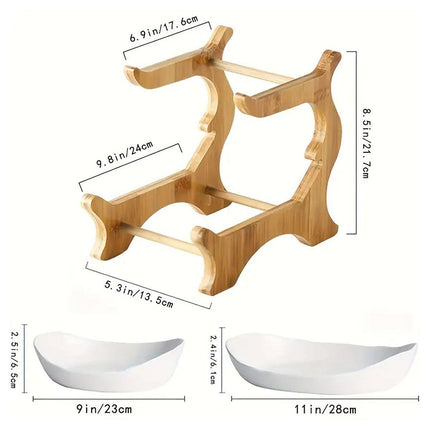 Modern Multi-layer Bamboo Fruit Snack Plate Rack Creative Living Room Plate Rack