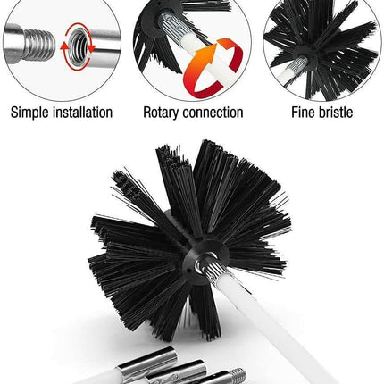 Pipe Cleaning Brush Nylon Head Rod Duct Cleaning Tool Solid Chimney Brush