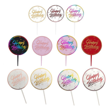 Happy Birthday Anniversary Wedding CakeCardboard Topper Acrylic Party Decoration - Aimall